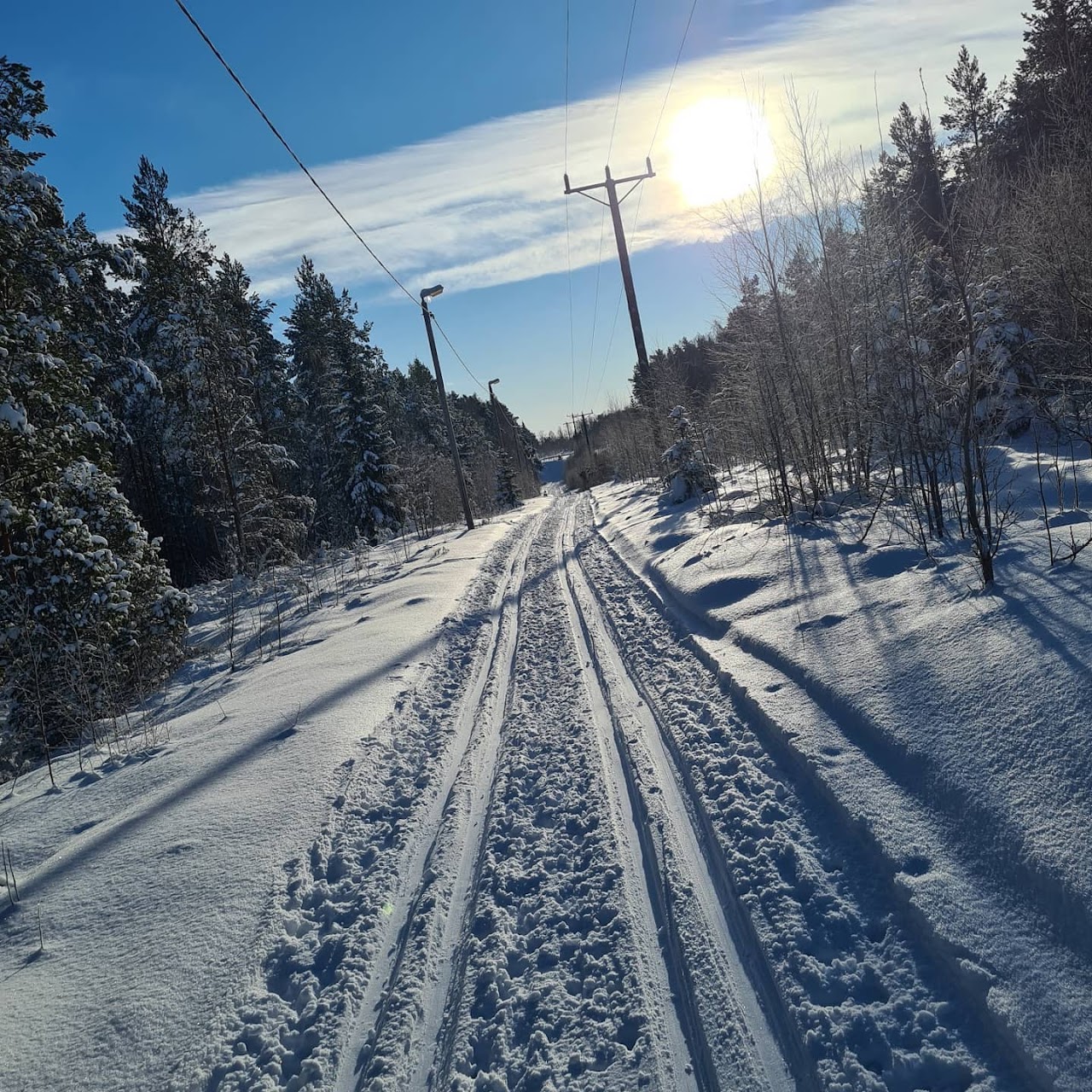 Elljusspår i vintermiljö vid Ulfveskog
